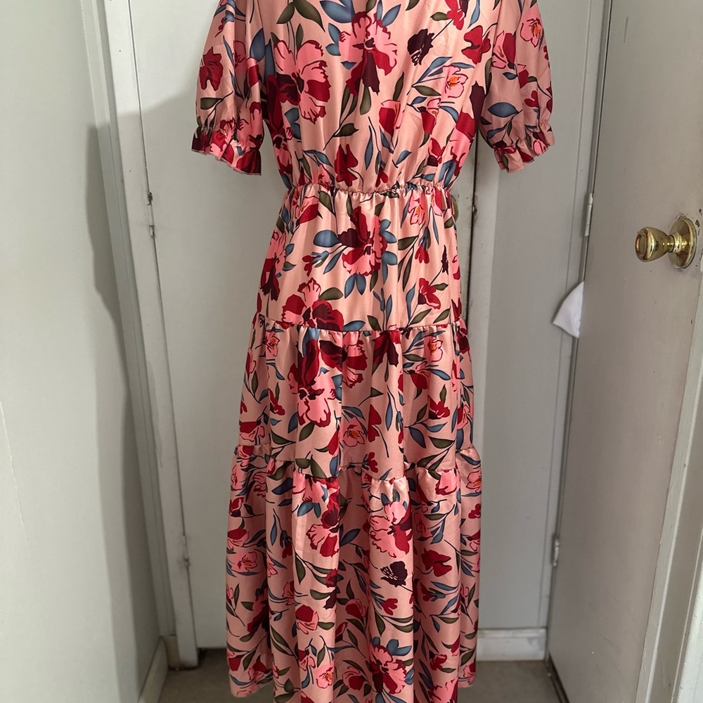 Amazon Floral Maxi Dress in Pink and Red